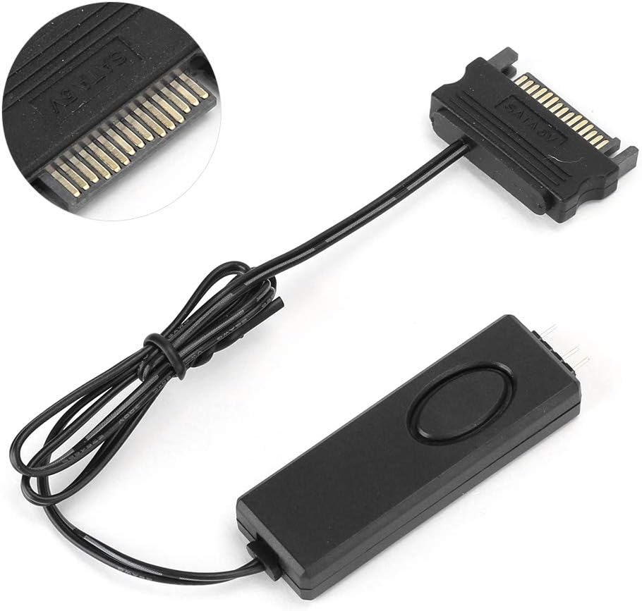 Junluck Mini 3‑pin ARGB Connector RF Remote Control Fan Light Controller LED Remote Control PC Accessories 5V Symphony ARGB SATA‑Pin Black (Black) - Image 3