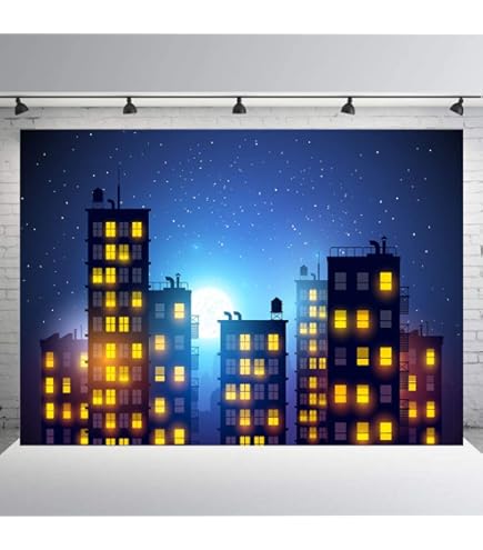 HQM Super City Photography Backdrops Skyline Buildings City Boom Photo Background Fabric Children Birthday Newborn Baby Shower Party Banner Studio Photo Props 5x3ft150x100cm - View #8