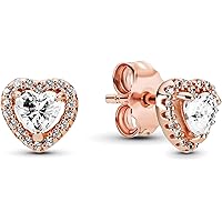 Amazon.com: PANDORA Sparkling Elevated Heart Stud Earrings