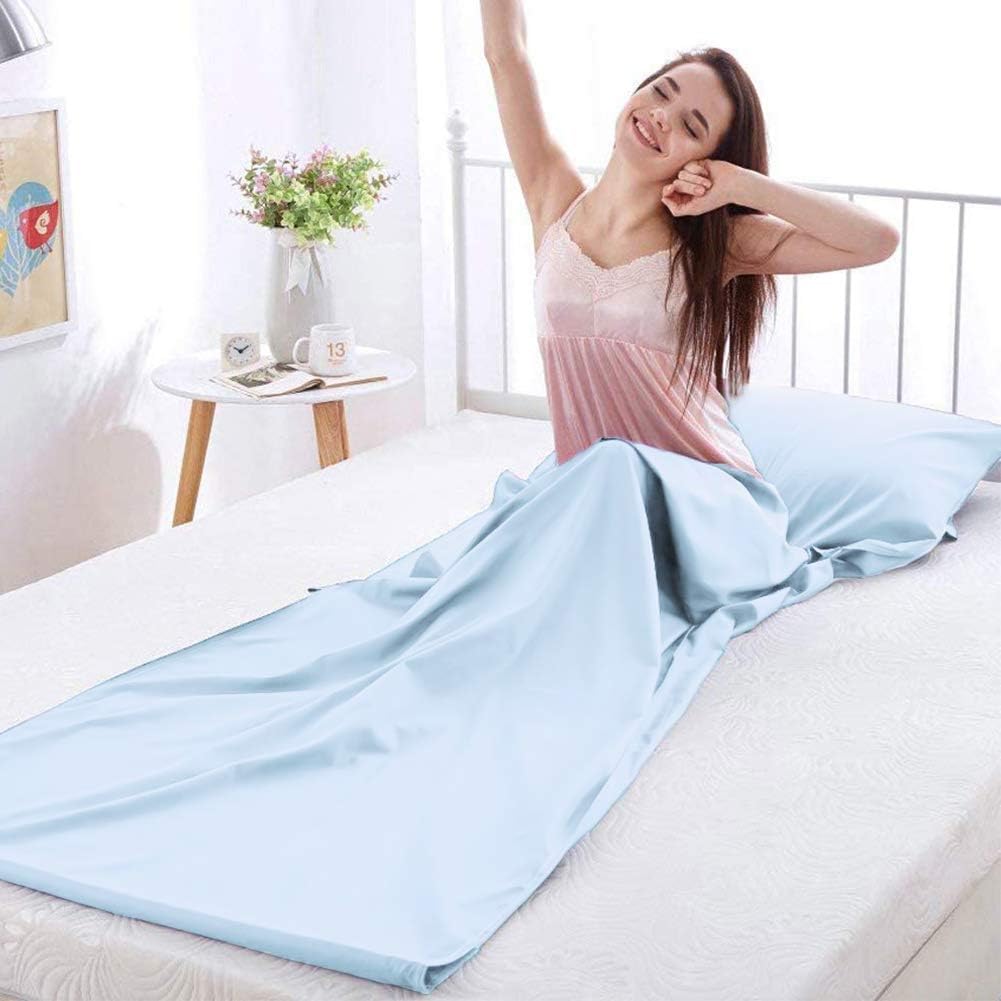 OTDEST Travel and Camping Sheet Sleeping Bag Liner - Lightweight Compact and Portable Adult Sleeping Bag- Ideal for Traveling, Hostels and Camping（Light Blue） : Sports & Outdoors