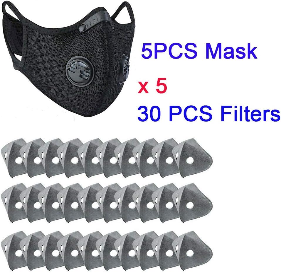 Goodsv Reusable Dust Mask Cycling Face Mask with Extra Filter KN95 for Protection Running Training Pollen Allergy Woodworking Mowing Outdoors Painting Construction Lab & Sports mask Black