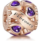 NINGAN Birthstone Charms 925 Sterling Silver Love Heart Openwork Bead for Charm Bracelets and Necklaces with 5A Cubic Zirconia, Birthday Mothers Day Jewelry Gifts Women