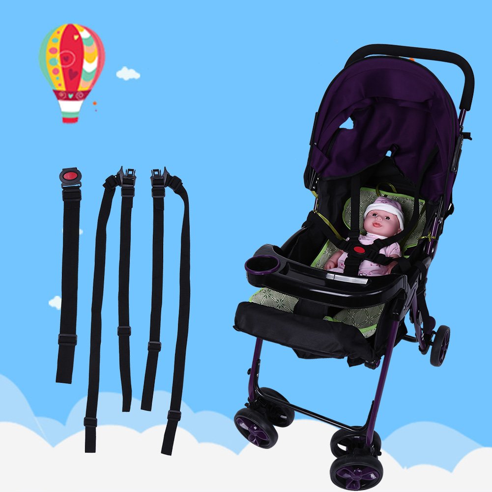 5 Point Harness Baby Chair Stroller Adjustable Kids Child Pram Strap for Children High Chair Pushchair Booster Replacement Black