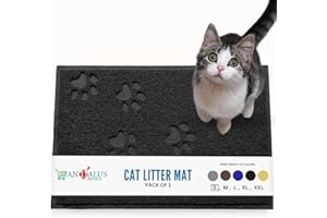 ANDALUS BRANDS Andalus Small Cat Litter Mat, Pack of 1 - Waterproof, Non-Slip & Easy to Clean Cat Litter Box Mat for Extra Efficient Pet Litter-Trapping, Black (15.75” X 11.75”)