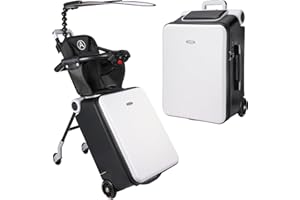 Bulyoou 20 Inch Carry on Luggage with Seat for Kids Expandable Ride on Suitcase with Spinner Wheels and Locks for Travel (White,Sunshade Style)