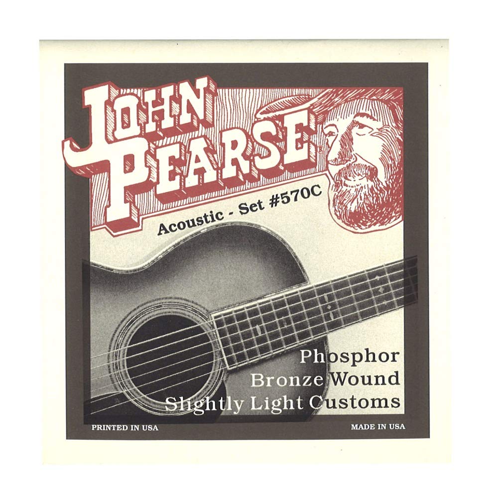 John Pearse Strings Strings 570C For Acoustic Guitar - Phosphor Bronze Wound - Slightly Light Gauge Customs 11-52