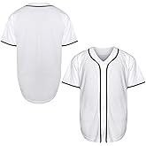 MESOSPERO Blank Jersey Plain Hipster Hip Hop for Men Button-Down Baseball Jersey Short Sleeve Shirt