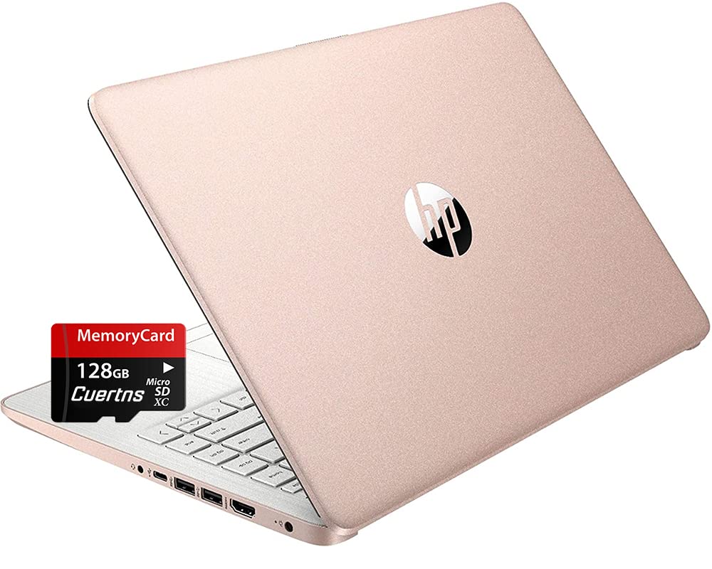 HP Stream 14インチ HD 薄型軽量ノートパソコン Intel Celeron N4120 16GB RAM 64GB eMMC ストレージ、長寿命 HD ウェブカメラ HDMI ローズゴールド Office 365 1-Year、Windows 11 S、128GB Cuertns MicroSD。商品画像