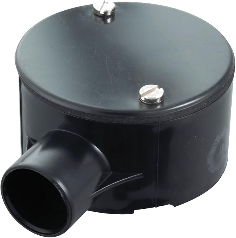 Tower 1-Way Terminal Box 20mm Black Conduit Accessory Mounting Completes Run