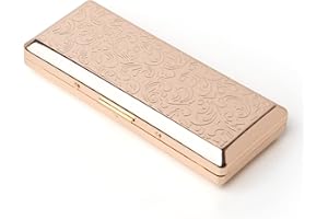 EYIDADAE Metal Carry Cigarette Case, Double Sided Spring Clip,Holds 10 100mm Cigarettes (Vines Gold)