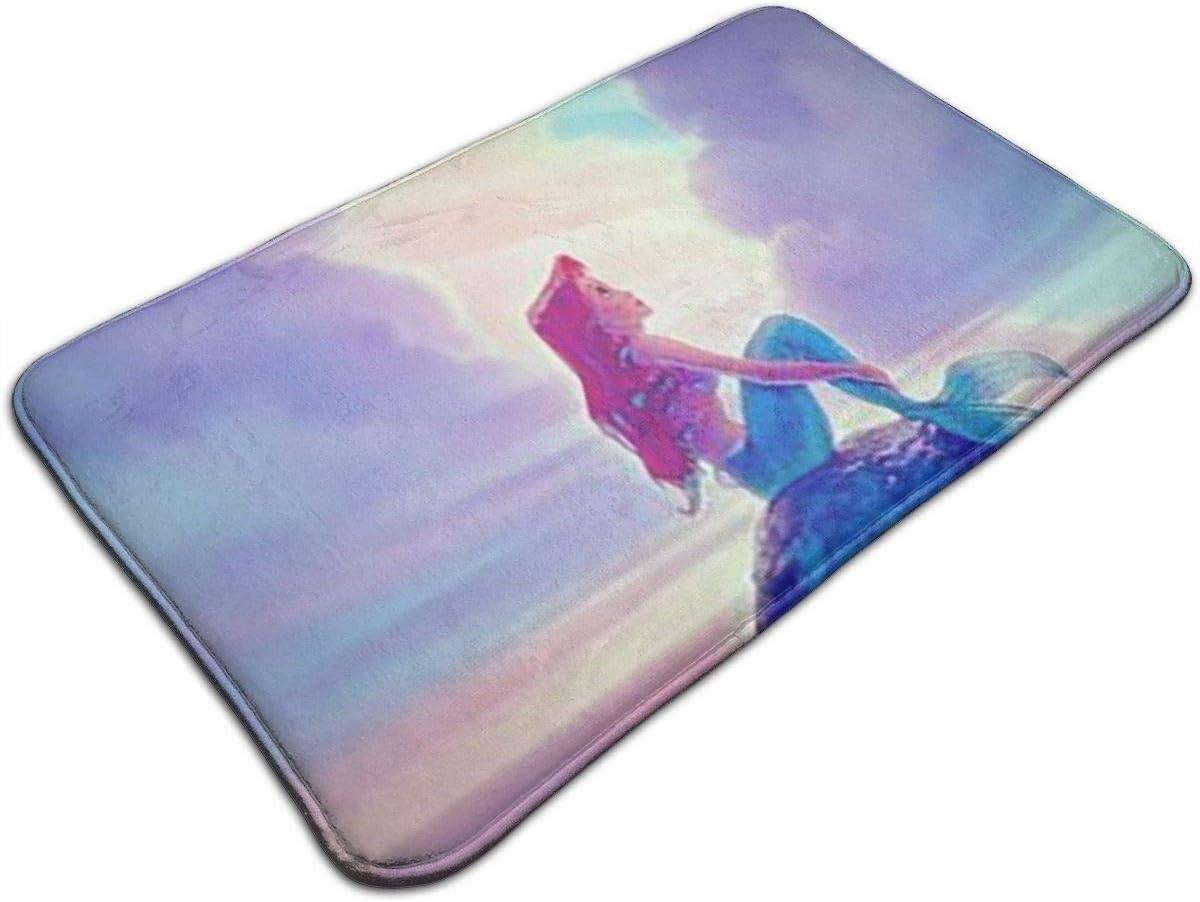Greatbe Welcome Door Mat Ariel Mermaid Disney Princess Indoor Outdoor Bathroom Decor Doormats Rubber Non Slip 19.5 * 31.5 Inch