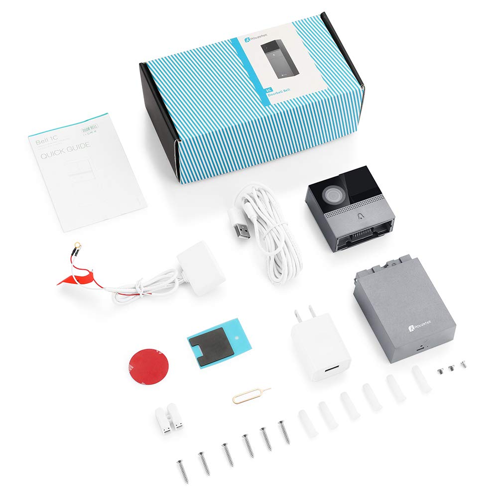 WiFi Smart Video Doorbell Camera, Houzetek Wireless Door Bell 720P HD Home Security Doorbell Camera with Rechargeable Battery PIR Motion Detection Night Vision Real-Time Two-Way Audio