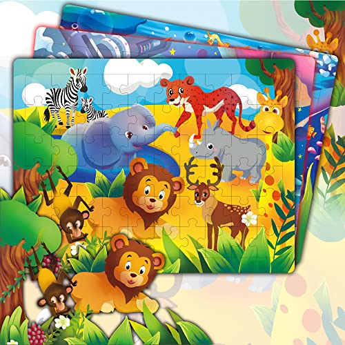 Puzzles en Bois Enfant, Jouet Bébé Éducatif Apprentissage, Jouet en Bois de 60 Pièces avec 3 Thèmes (océan, Espace, Animaux), Cadeau Noël d’Anniversaire pour Garçon Fille de 3 4 5 Ans
