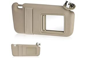 HKPARTS Right Passenger Side Sun Visor SunVisor with Light for 2007-2011 Toyota Camry with Sunroof 74310-06770-B0 (Beige)