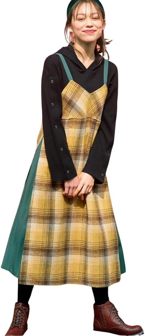 Amazon Nissen ニッセン ワンピース ドレス 洗濯機洗いok ワンピース サイド切替チェック柄ジャンパースカート ワンピース チュニック 通販