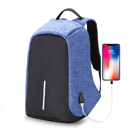 LAVAYA Anti Theft Travel Waterproof Backpack/Compact Laptop Bag (15.6 inch)/School and Collage Bag with USB Charging Port - (Blue)