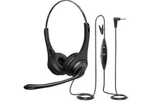 Voistek Phone Headsets for Office Phones, 2.5mm Phone Headset with Noise Canceling Mic & Volume Control, Compatible with Panasonic VTech AT&T Uniden RCA Cisco Gigaset Landline Phones etc