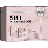 5 In 1 Facial Serum Skincare Set, Moisturizing Face Skin Care Kit , Anti Aging Skin Daily Care Routine Kit, Face Serum with Cleanser, Face Cream Care for All Women & Men Skin Types