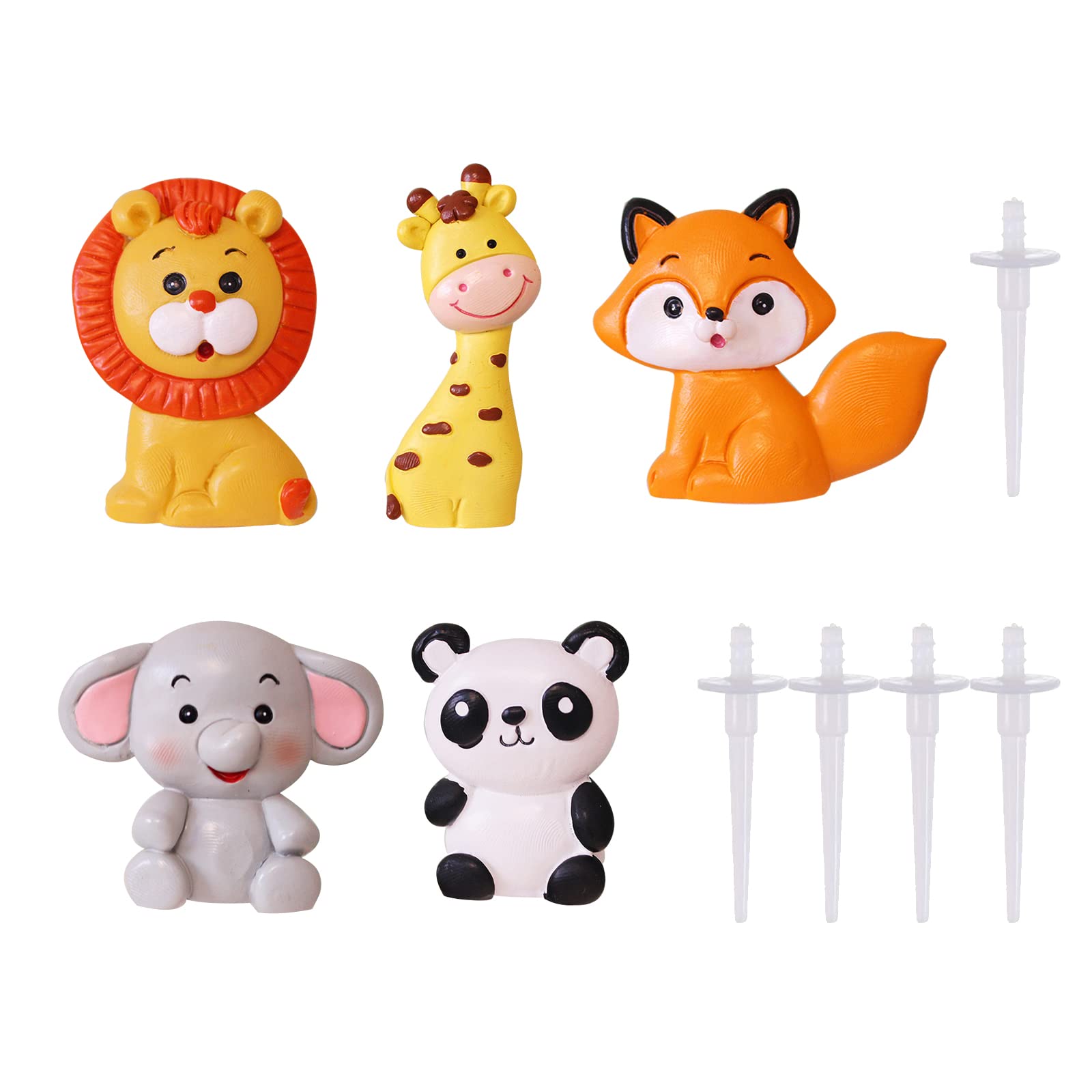 5 Pcs Jungle Safari Animals Cake Toppers Animal Cupcake Topper Cake Decorations for Birthday Party Cake