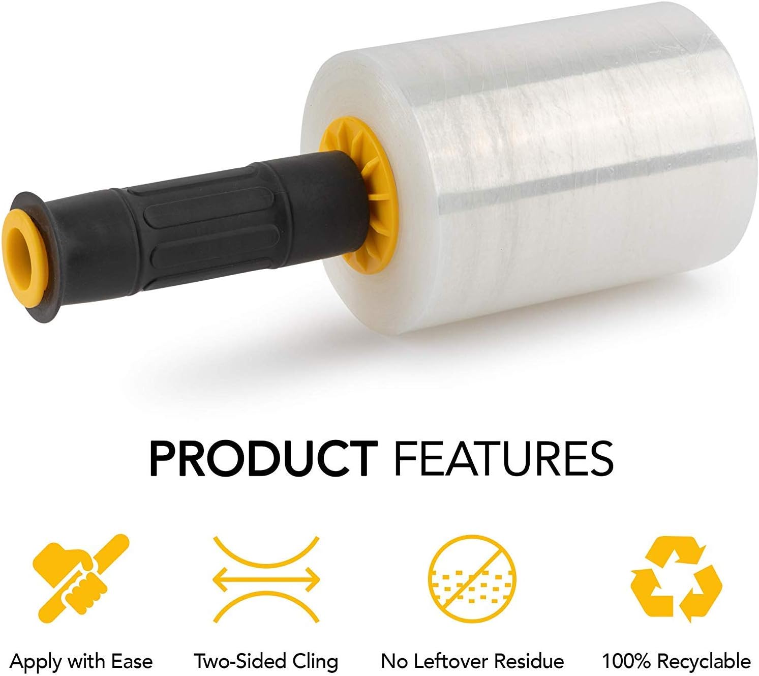 Mini Stretch Wrap Film with Handle (2 Pack) 5 Inch Plastic Stretch Film with Rotating Handles for Pallet Wrap - Stretch Wrap for Moving Supplies - 5 Inch x 1000 Feet, 80 Gauge : Office Products
