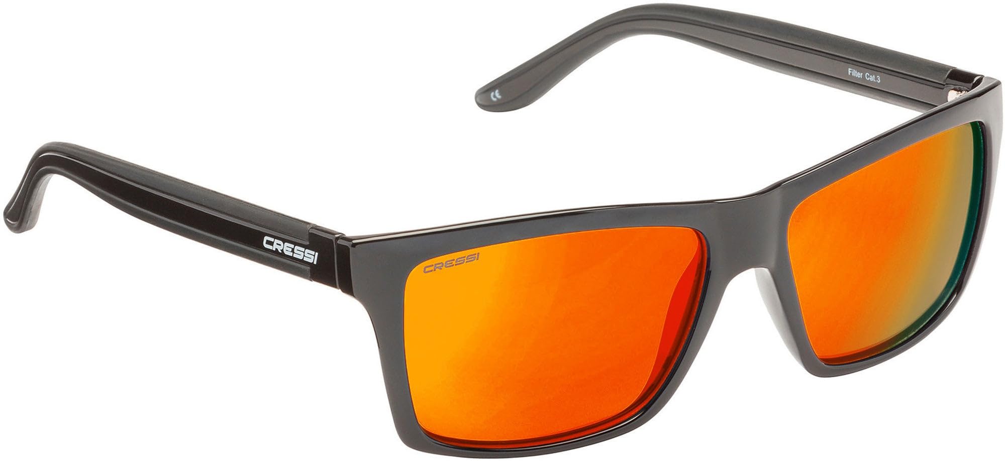 Cressi Rio Sports Sunglasses - Matt Black/Orange Lens, Uni