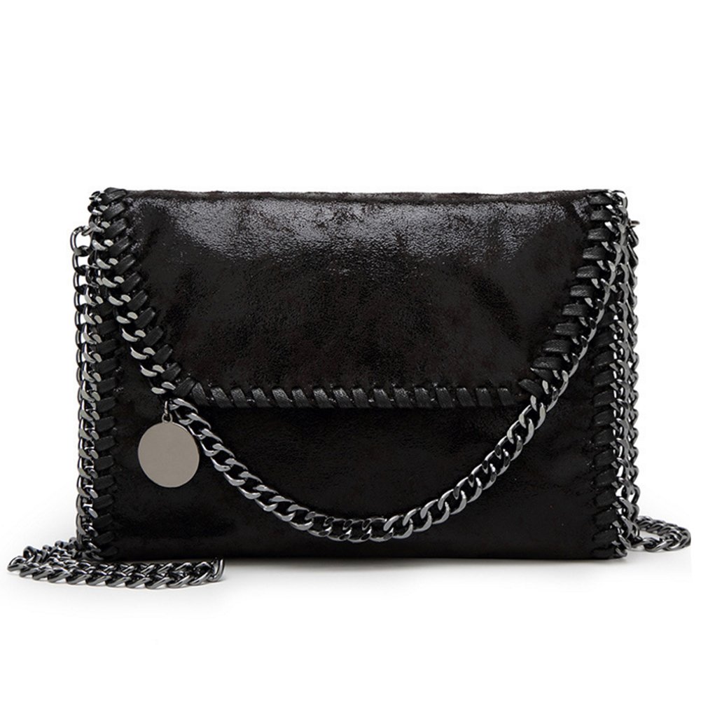 Valleycomfy Damen Handtaschen Clutches Elegante Schultertasche Metallic Kette Riemen PU Leder Cross Body Taschen Handtasche