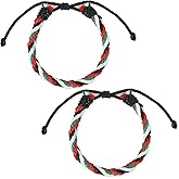 YIKIADA Palestine Handmade Bracelet Tibetan Adjustable Free Palestinian Flag String Thread Save Gaza Rope Wrap Bangles for Men Women 2 Pack