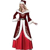 Cuteshower Women's Deluxe Costume Mrs. Claus Clothing Cosplay Suit for Christmas