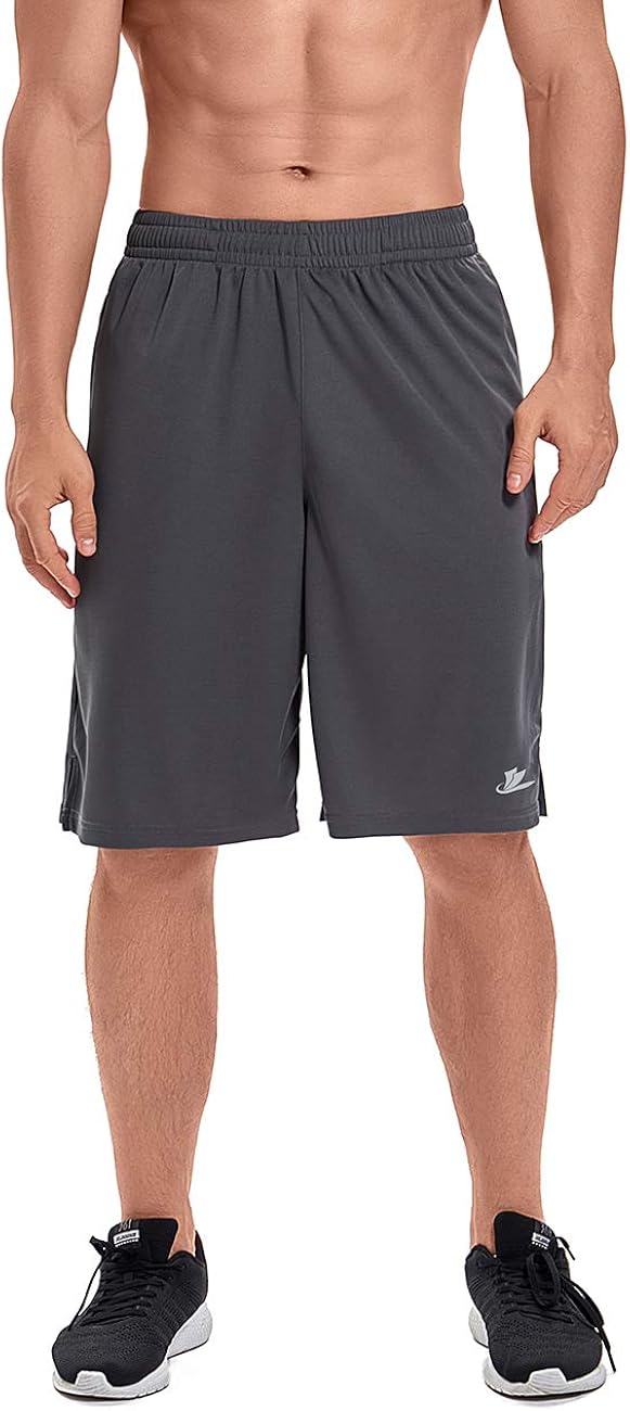 Devoropa Men's Athletic Basketball Shorts Loose-Fit Performance Sports Workout Shorts Zipper Pockets: Clothing
