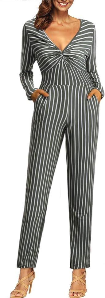 striped casual jumpsuit