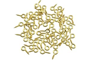 Binzzo 3/8 Inch Small Screw Eyes Solidly Closed Eyelet Threads Hold Tight Hand Twisting Cup Hooks Eyebolt Quality Aolly Gold 200 Pieces for Christmas Hanging Ornaments Jewelry Making Bead Crafts