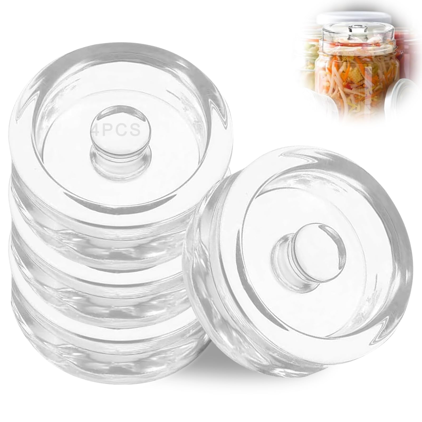 JHZXing Set of 4 Fermentation Weights, Glass Weights for Fermenting, Fermentation Weights Glass, Weighted Stone, Fermentation Weights Set, Fermentation Weights 7 cm, for Sauerkraut Kimchi Kefir