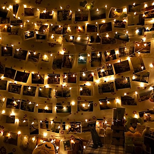 Led Photo Clip String Lights Indoor String Lights Seasonal Lighting Outdoor String Lights for Hanging Photos, Cards, Memos Home/Halloween/Birthday/Party Decorations Battery Powered White (40 LED)