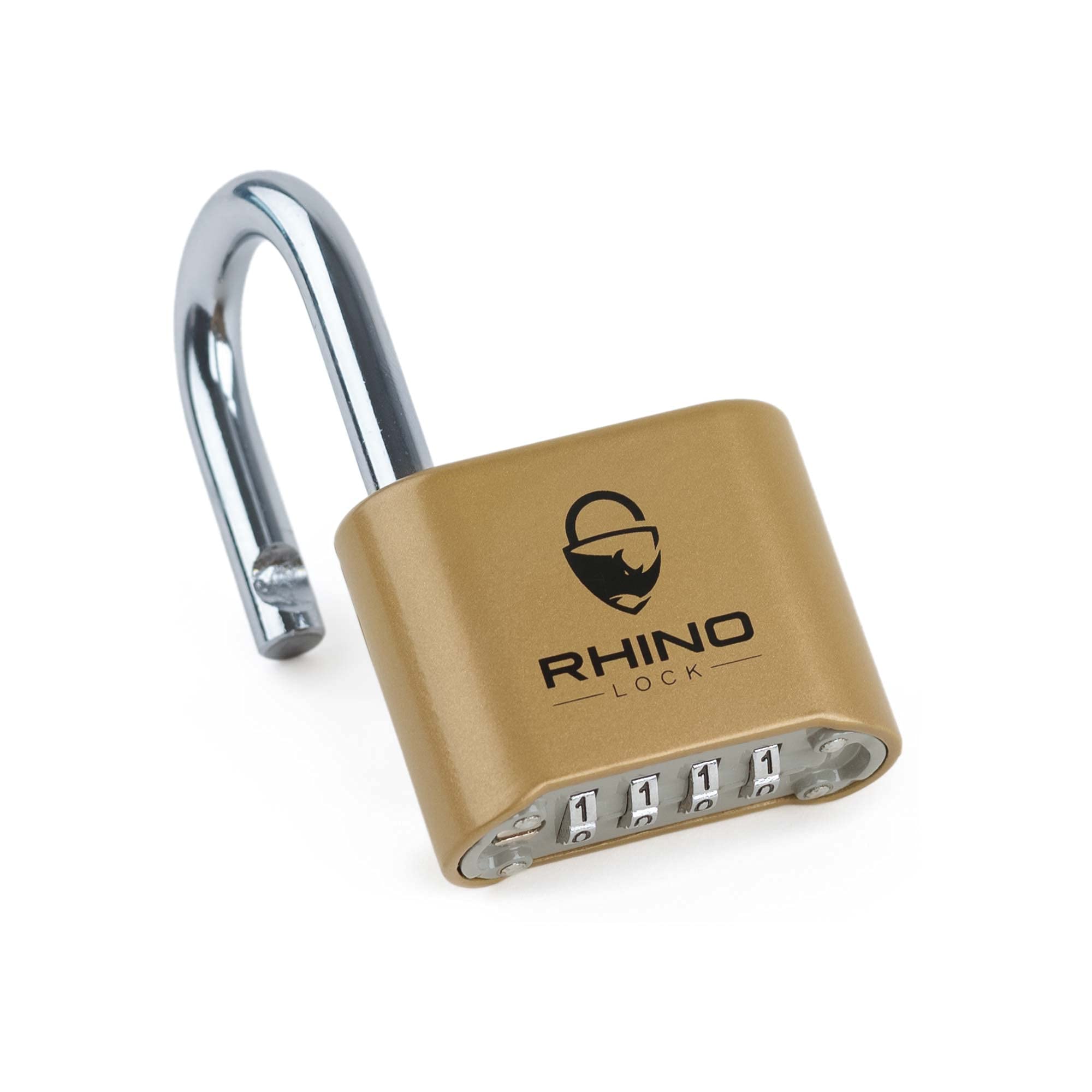 Rhino Lock Secure Lock - Combination Padlock - Gold 4 Digit Combination Lock for Gym, School & Work Lockers; Suitable for Outdoor Use with Fences, Hasps, Sheds & Toolboxes (UK Brand) — image 1
