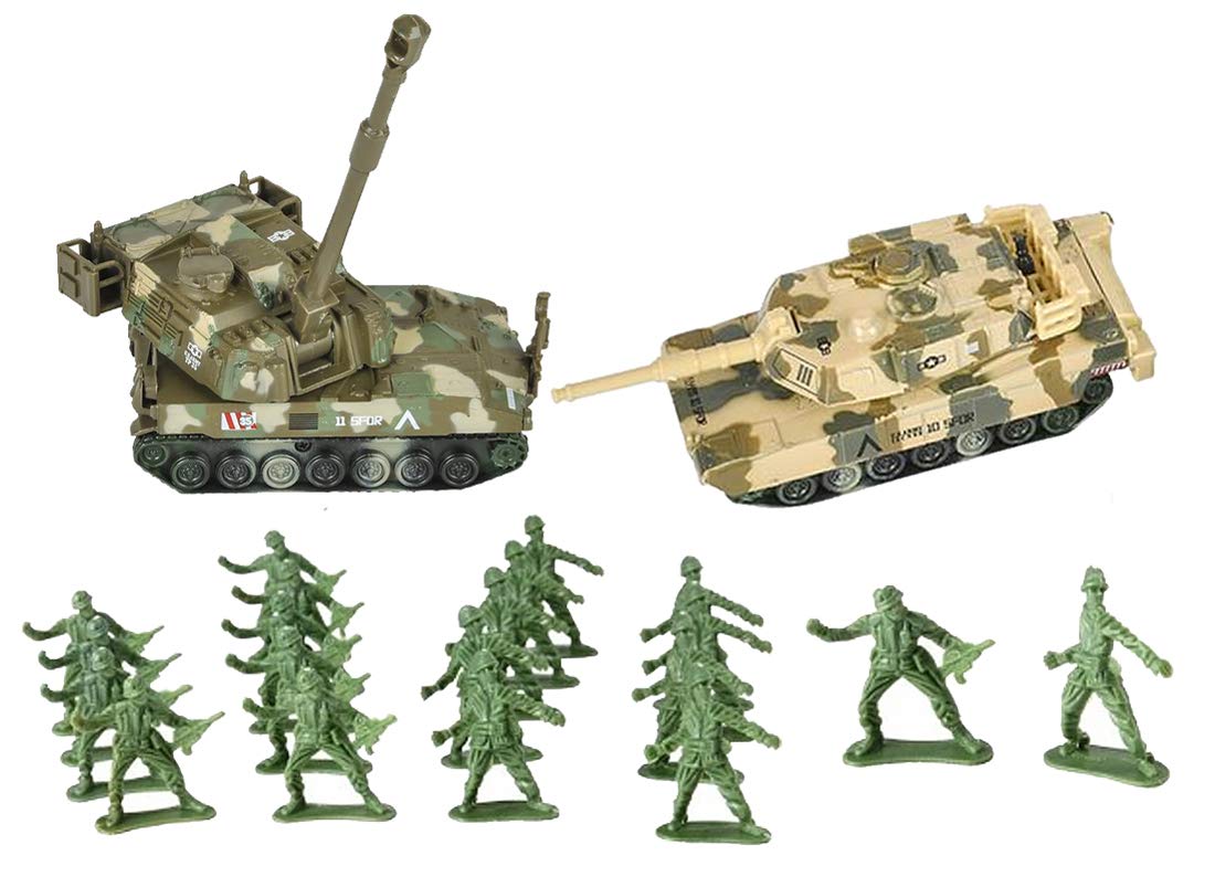 Buy 2 Diecast Pull Back Tanks and 36 Toy Army Men Soldiers Bundle Pack