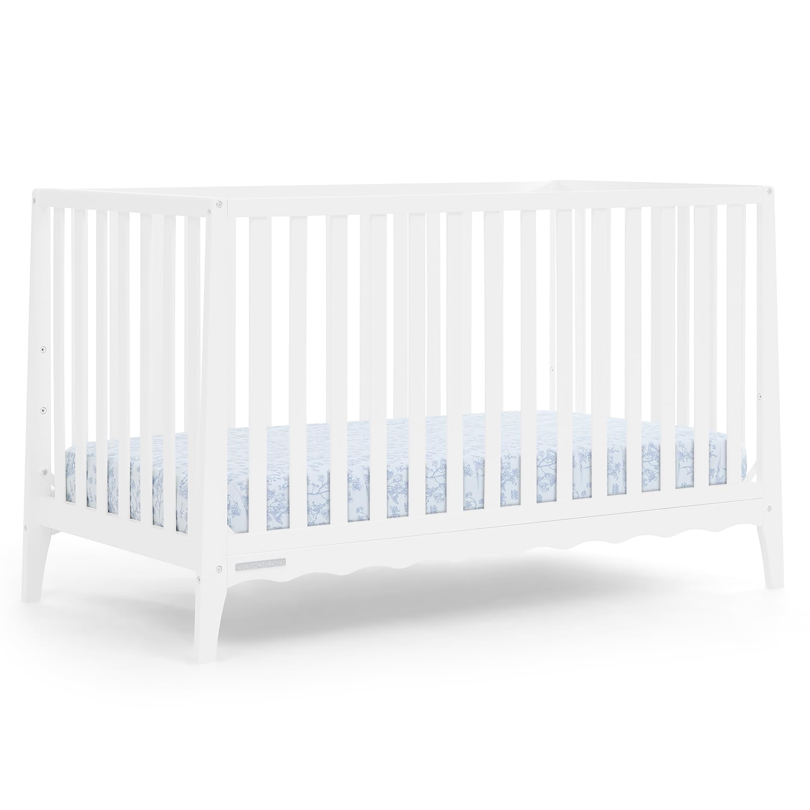 Photo 1 of Delta Children Lulu 5-in-1 Convertible Crib, Converts to Toddler Bed, Daybed, Sofa & Full-Size Bed, Natural Wood, Fits Standard Crib Mattress, 3 Mattress Heights for Baby Nursery, Bianca White
