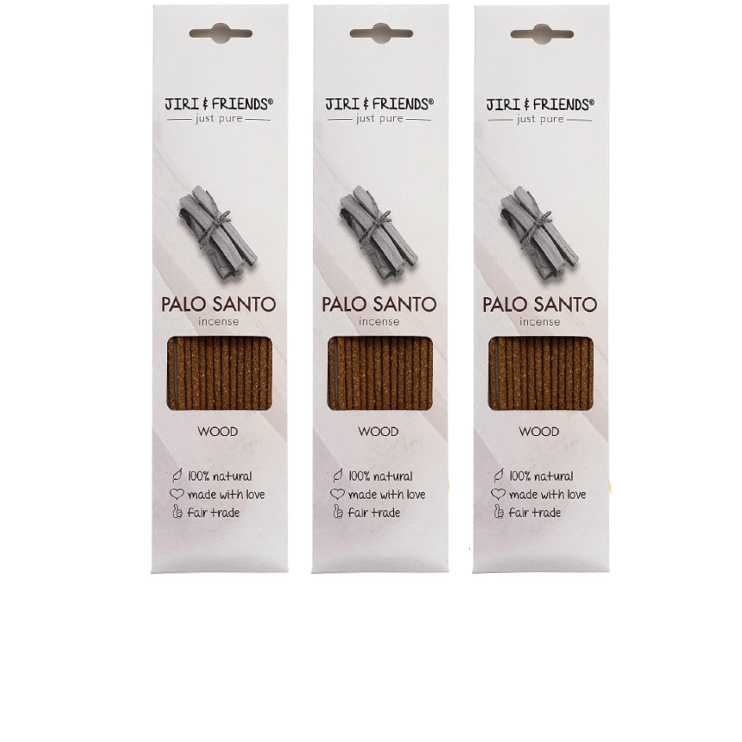 3-Pack Natural incense Palo Santo Holy Wood Jiri & Friends Fair trade 100% natural 15 sticks.