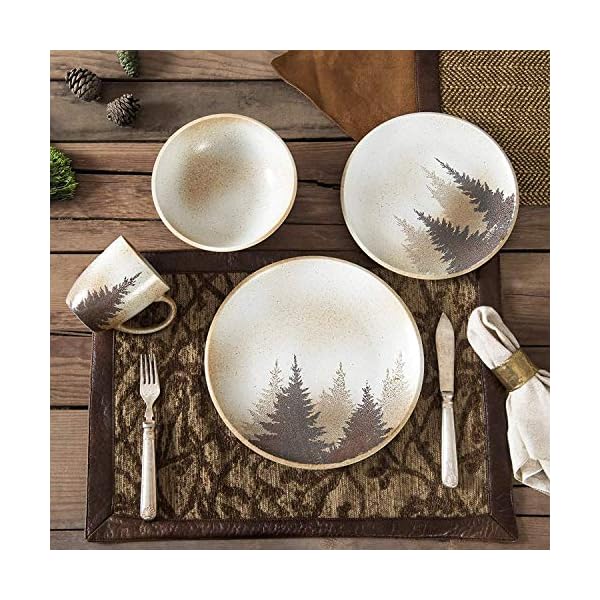 Paseo Road by HiEnd Accents Rustic Dinnerware Set Clearwater Pines Ceramic 16 Piece Forest Pine
