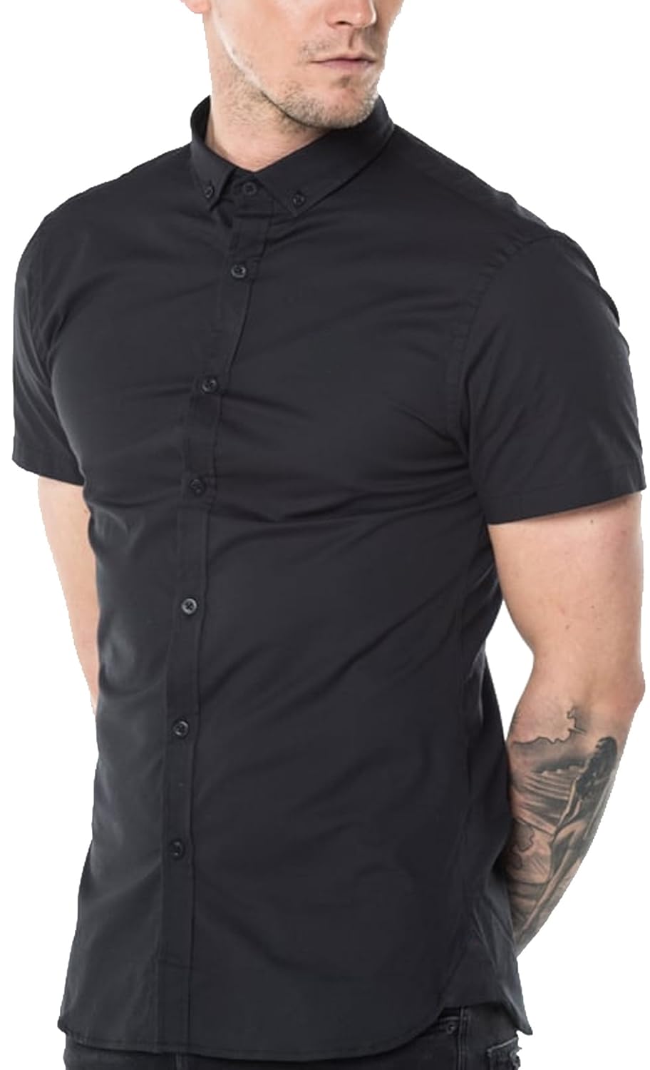 youthquake half sleeves button down linen shirt for mens