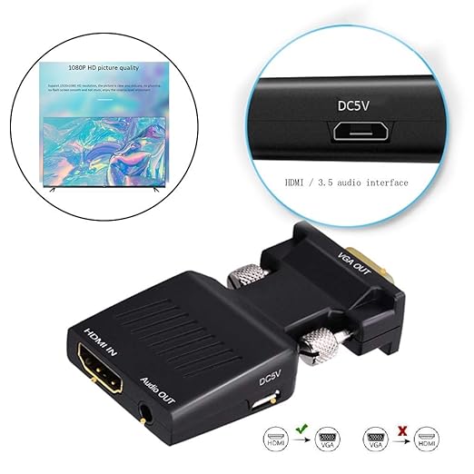 GWWDNB-XXB Colorido Adaptador convertidor HDMI VGA, convertidor HD ...