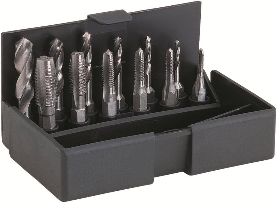 Volkel 3-10mm HSS Tap and Drill Set including 1/4-inch Hexagon Shank, Brown