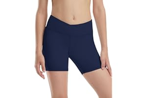 Runhit Girls Volleyball Shorts 5" Youth Spandex Biker Shorts Kids V Cross Waist Compression Dance Athletic Shorts