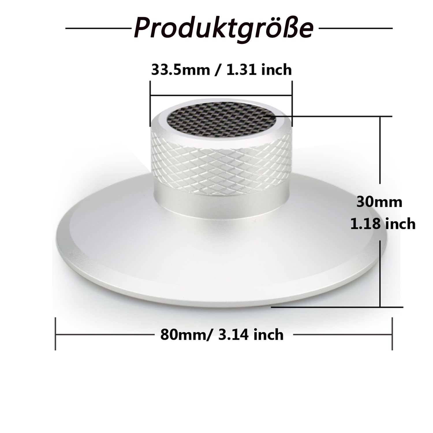 Brollitest Carbonfaser-Schallplattengewichtsscheibe, Vinyl-Gewichtsstabilisator, Schallplattenklammerstabilisator, 130g, Für Plattenspieler-Plattenspieler-Silber 3