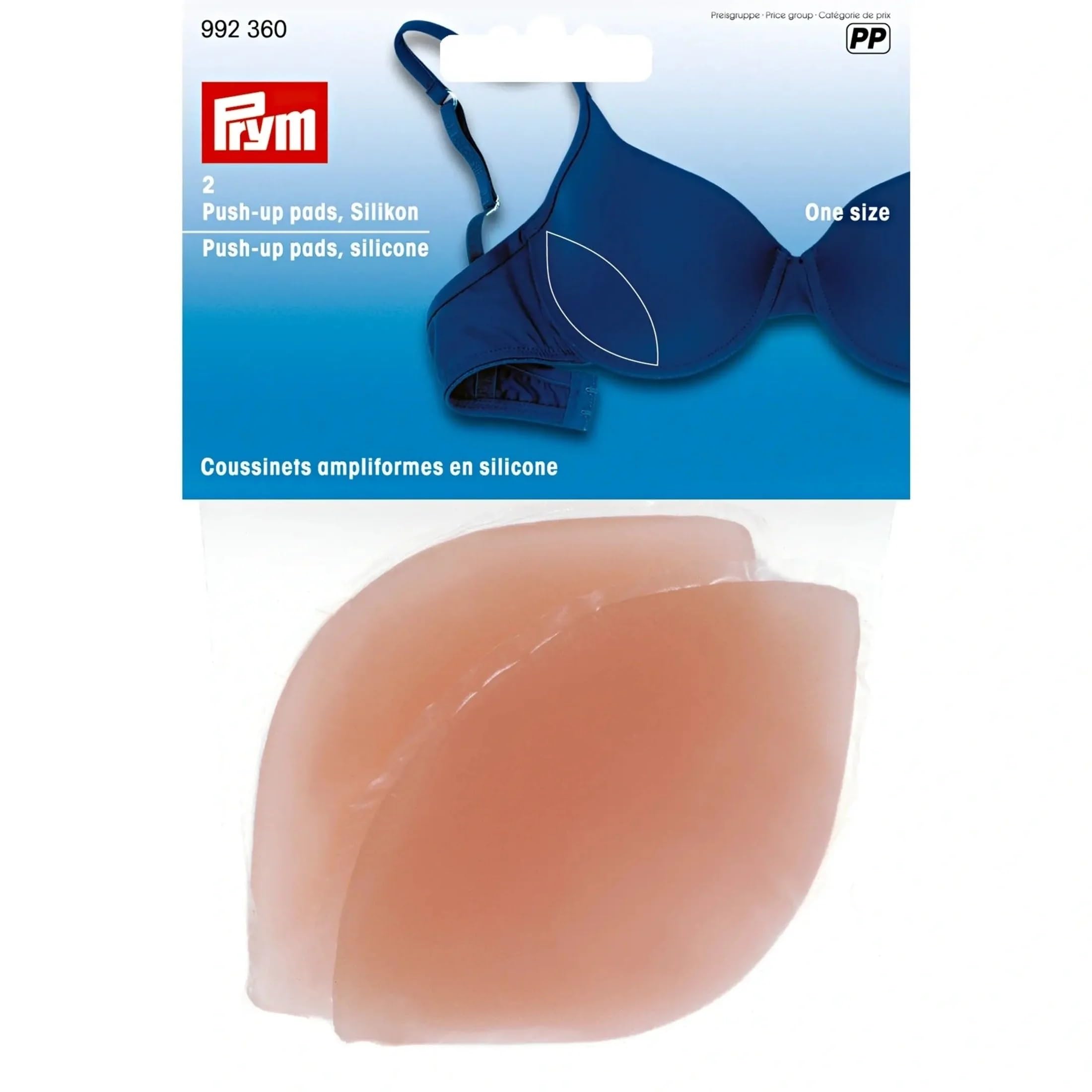 Prym One Size 2-Piece 100 Percent Silicone Push-Up Pads, Flesh