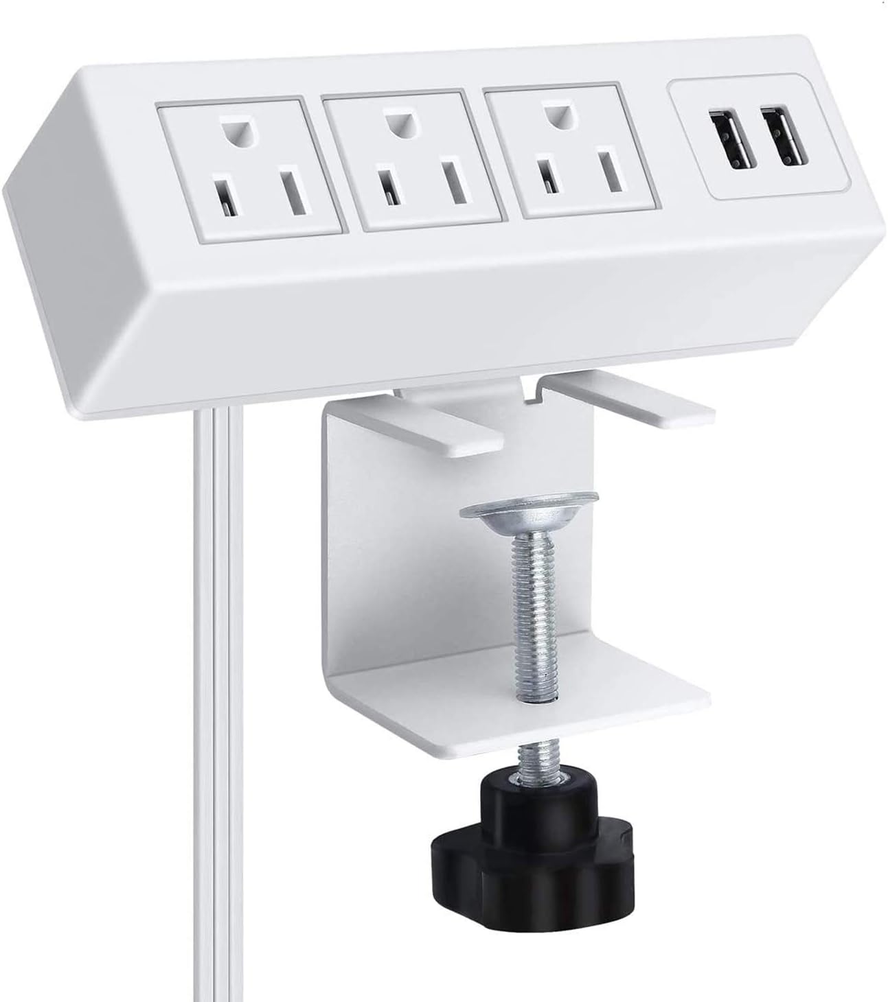3 Outlet Desk Clamp Power Strip, Desk Mount USB Charging Power Station, Removable Desktop Power Center Plugs Output 125V 60HZ 12A 1500W, USB 5V 2.1A 6.56FT Cable: Home Audio & Theater