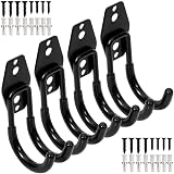 PiPaFox Heavy Duty Garage Hooks 4 Pack Double Round J Hanger Tool Organizer view 1