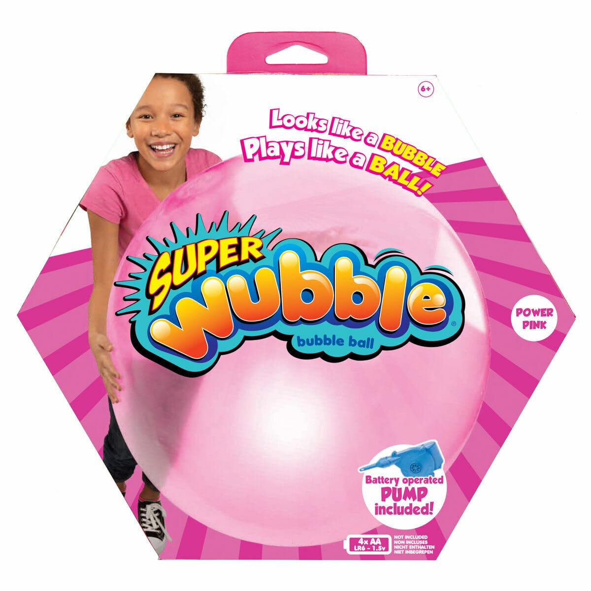 Wubble Super Bubble Ball - Pink (With Pump) | Looks Like a Bubble, Plays Like a Ball! | Inflates to 80cm Tall | Outdoor Garden Toys | Ages 6+