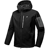 Little Donkey Andy Men's Softshell Jacket with Hood Windbreaker Fleece Lined Waterproof Jackets 7 Pockets for Tactical Hiking