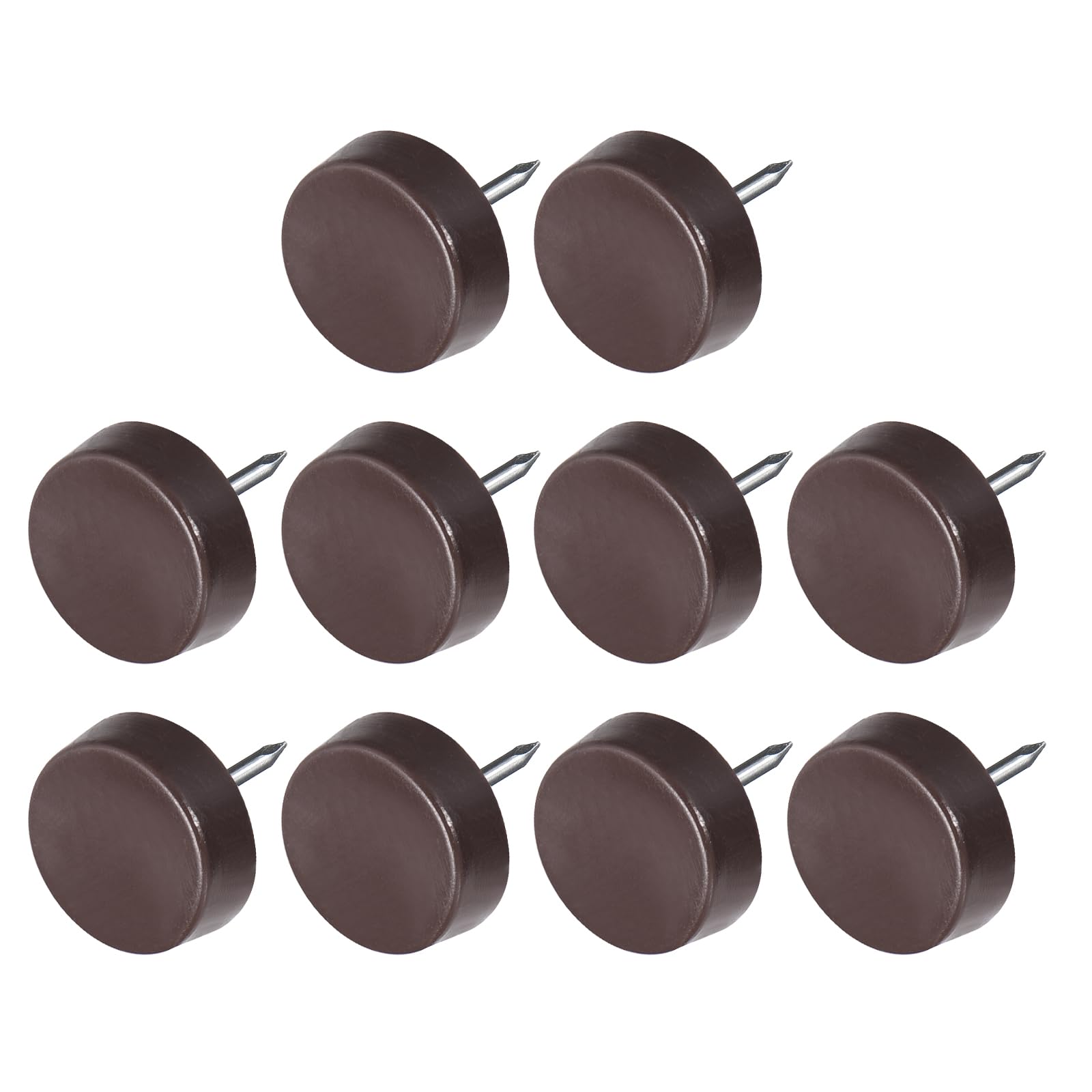 METALLIXITY Furniture Feet Nail (17mm/0.67in) 10Pcs, Plastic Round Chair Glides Sliders - for Chairs Sofa Furniture Sliders Protector Pad, Brown