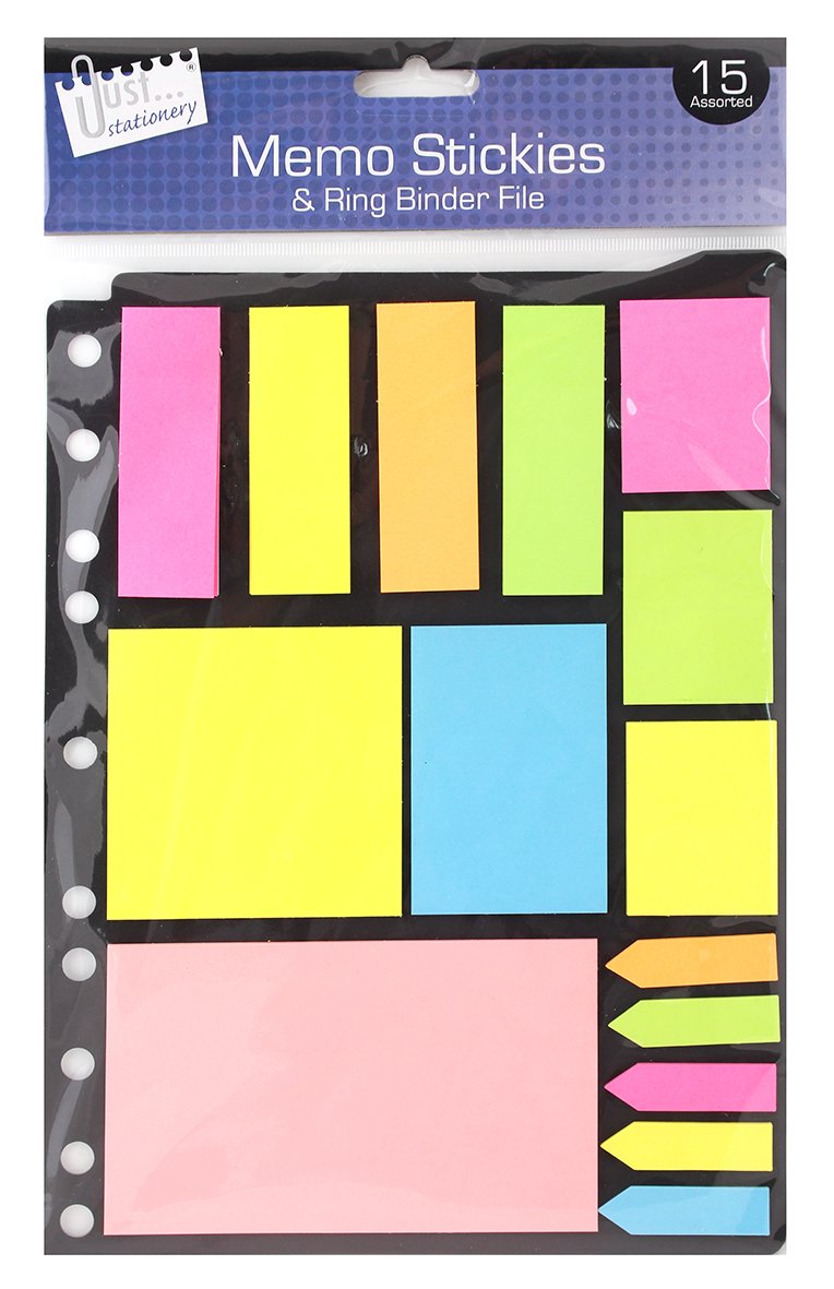 JUST STATIONERY NEON MEMO Stickers ON Ring Binder Folder